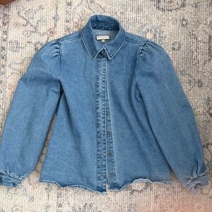 bagatelle Light Blue Denim Puff-Sleeve Button Shirt Jacket